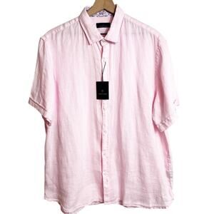 TOSCANO PINK 100% LINEN MEN SHIRT SIZE XL BRAND NEW WITH TAGS